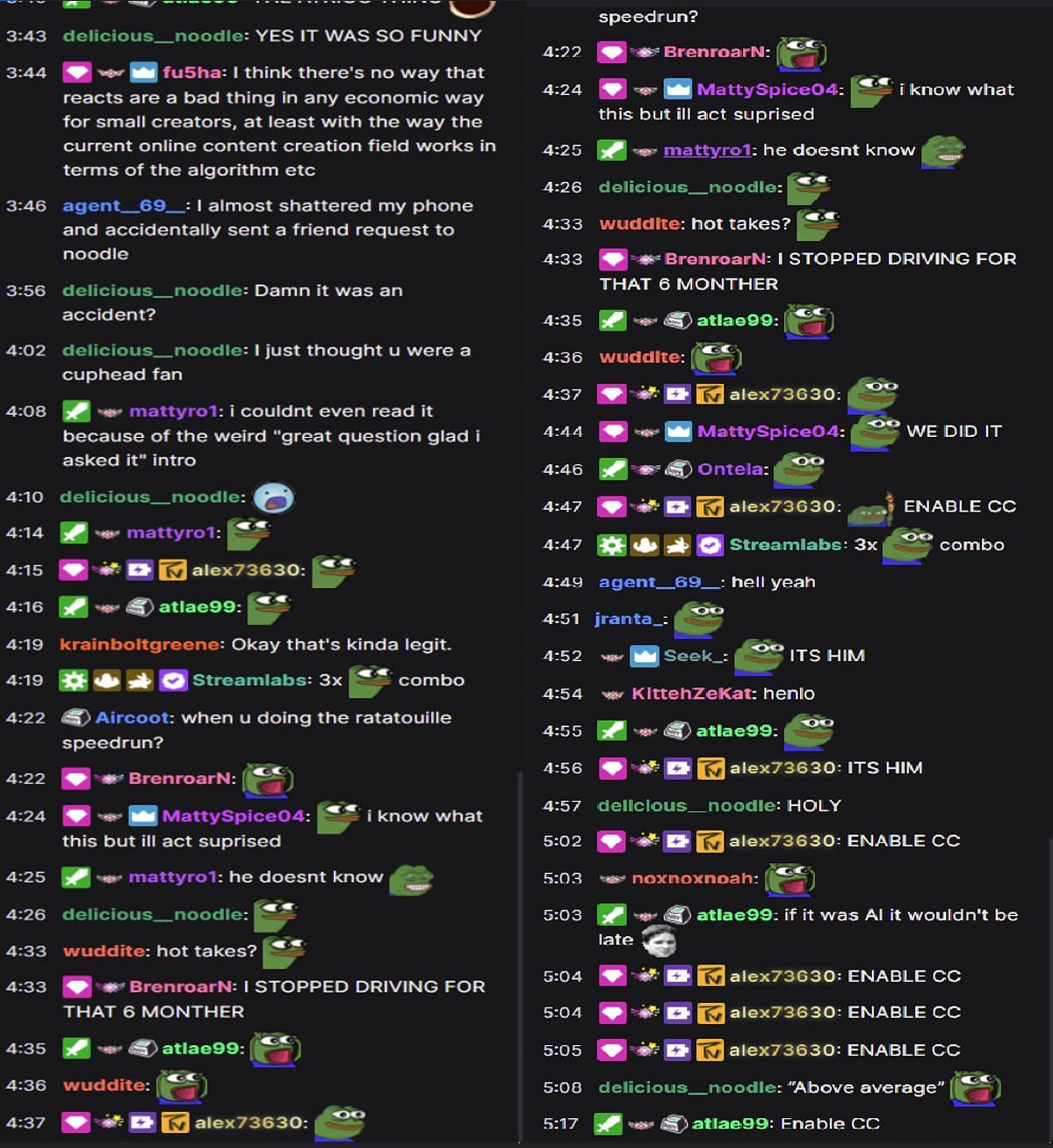 Chat reactions to the incident (Image via Aspecticor/Twitch)